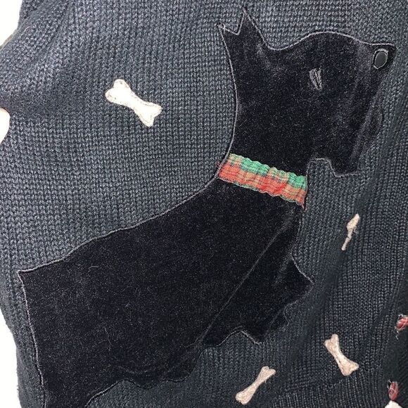 Vtg Scottie dog black sweater vest - Picture 6 of 11